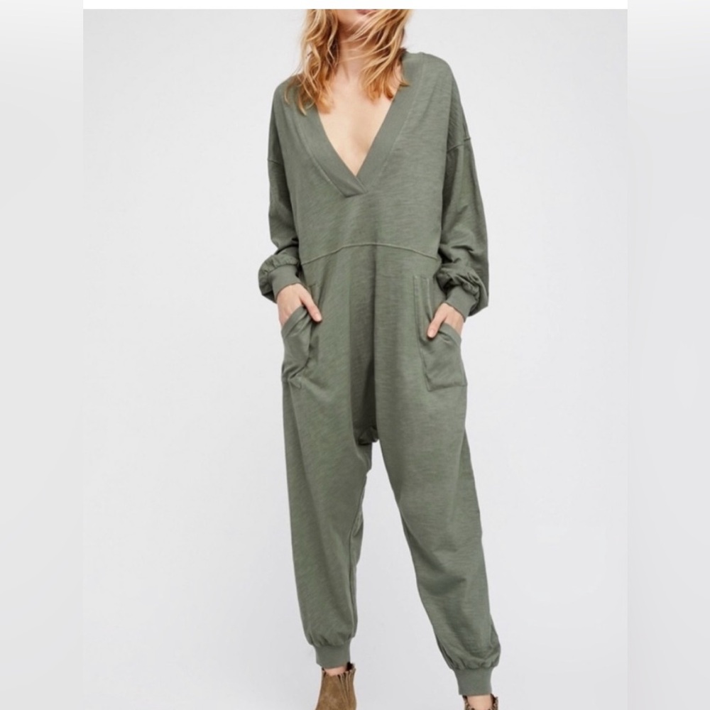 Intimately Free People Just Because Jumpsuit Sage Green Medium